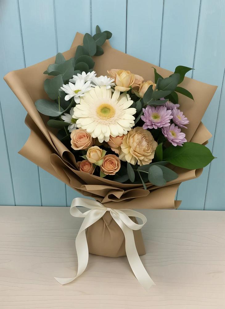 Букет цветов из: Герберы и Хризантемы в Конобеево