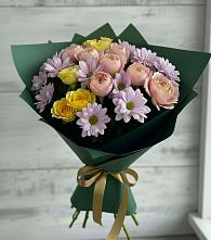 Букет цветов из:  Хризантемы и Розы в Конобеево