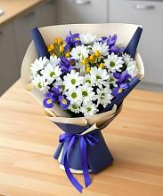 Букет цветов из:  Розы, Ирисы и Хризантемы в Конобеево