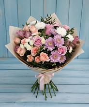 Букет цветов из:  Хризантемы, Розы и Альстромерии в Конобеево