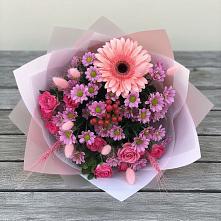 Букет цветов из:  Розы, Герберы и Хризантемы в Конобеево