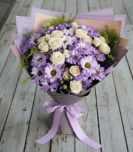 Букет цветов из:  Хризантемы и Розы в Конобеево